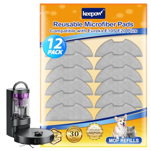 Image of KEEPOW Mop Pads Compatible with Eureka E10s E20 Plus Robot Vacuum Cleaner | E10S Mop Pad E20 Plus Replacement Accessories Washable & Reusable Mopping Pads, 12PCS