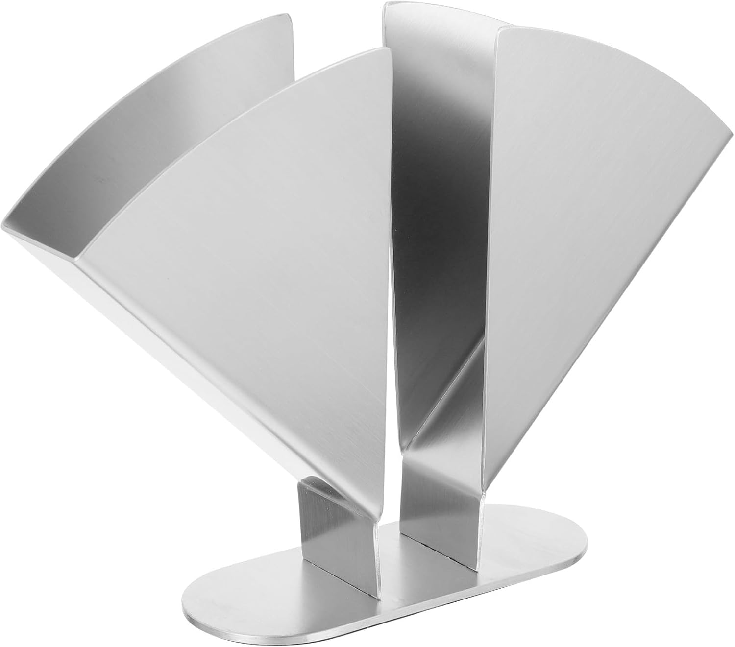 Mikinona Fan Shaped Stainless Steel Tissue Rack Napkin Holder with Base for 14cm Napkins, Freestanding Decorative Tissue Dispenser for Coffee Shops and Dining Tables