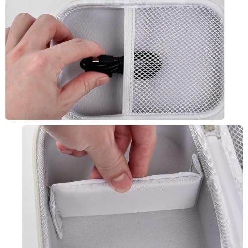 Image of Boobowl Hard Case for Phomemo M110 /M110S Label Maker, Case Only | Organized Label Roll Storage, Mesh Pocket for Charging Cable, Home Office Inventory, Small Business - White