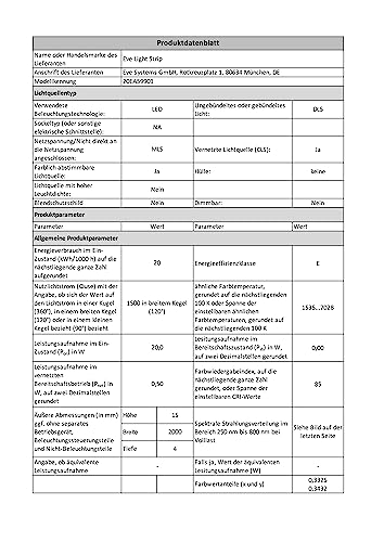 Eve Light Strip (Apple Home) - Smarter LED-Lichtstreifen, 2 m, wei&szlig;, Farbe (RGB), 1800 lm, dimmbar, selbstklebend, keine Bridge erforderlich, WiFi, WLAN, App-Steuerung