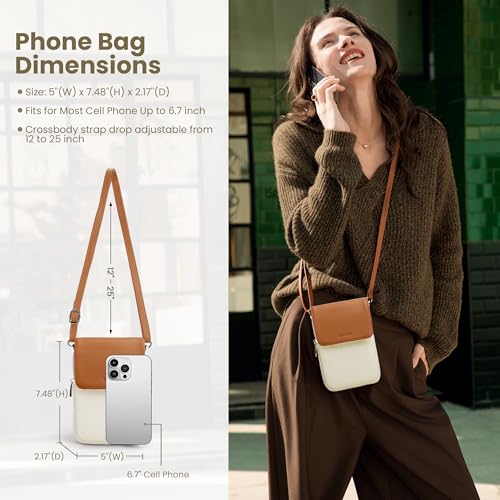 Image of befen Genuine Leather Crossbody Bags for Women, Cell Phone Cross body Purse Bag with RFID Blocking Card Slots