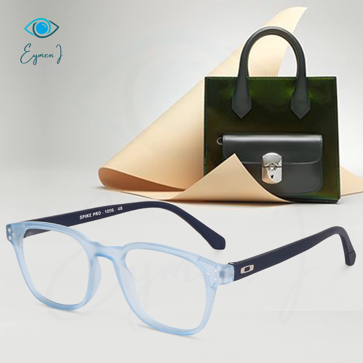 Eymen I Classic Non Prescription Clear Lens Glasses for Women Men Square Frame Eyeglasses Multiple Shades (Blue Black) - Image 6 thumbnail