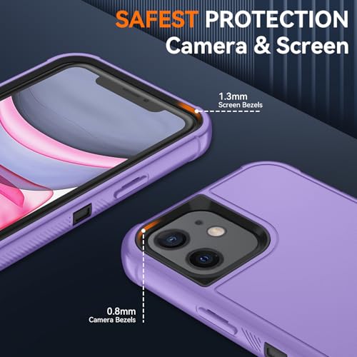 Image of SunStory Compatible with iPhone 11 Case with HD Screen Protector, 3-Layer Heavy Duty Full-Body Cover,3 in 1 Hybrid Protective Case for iPhone 11 6.1 inch,Violet