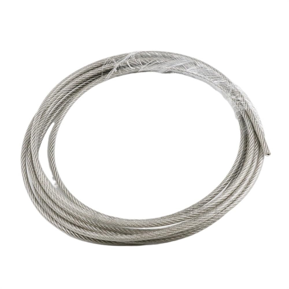 Cable Acero Acero de 4 mm diámetro 30 metros CLORURO DE POLIVINILO Terreno acero inoxidable transparente cable alambre flexible recubierto(20M 4mm)