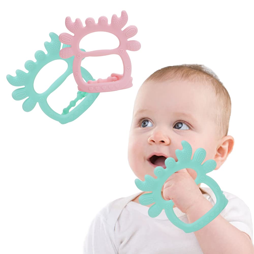 Baby Teething Toys for Babies (2 Pack) -Adjustable Wristband Chew Natural  teethers for Infants Natural Organic Silicone BPA Free-Never Drop from