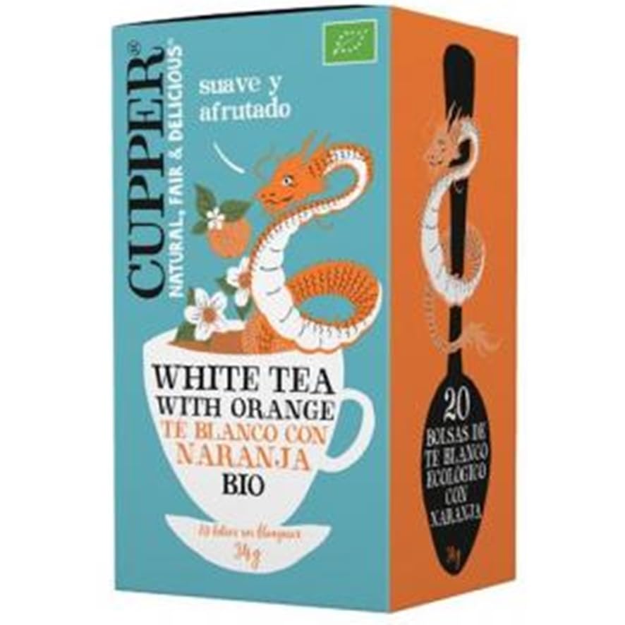 Té Blanco con Naranja Bio, Infusión Orgánica, 20 Bolsitas