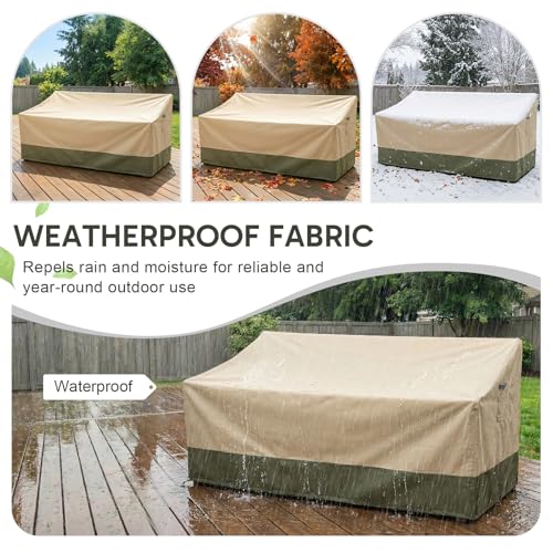 COWVIE Outdoor Sofa Cover for 3-Seater Deck Bench and Couch, 600D Waterproof Patio Loveseat Cover with Reflective Handles and Attached Storage Bag for Lawn, 88W x 40D x 40H Inches by COWVIE - Image 8