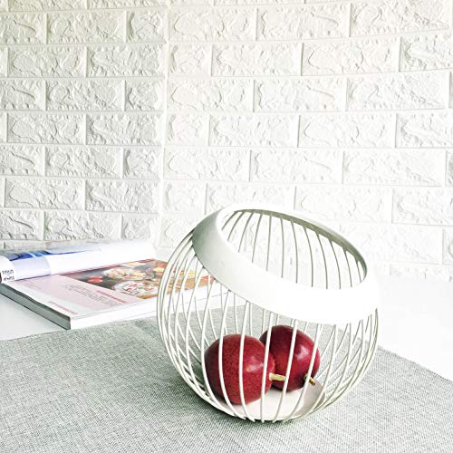 Vanra Metal Wire Fruit Bowl Sturdy Fruit Basket Fruit Holder Snack Storage Decorative Centerpiece Bowl For Modern Kitchen, Countertop, Living Room (White) #TOP1