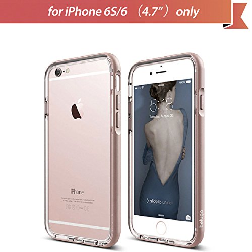 Apple iPhone 6S/6 (4.7) Case, BELUGA® Fusion Dual Layer Protective Case, Metal Bumper w/Clear TPU, [Compatible with Full Screen E2E Glass Protector] Hybrid Case Cover, Transparent, [Rose Gold]