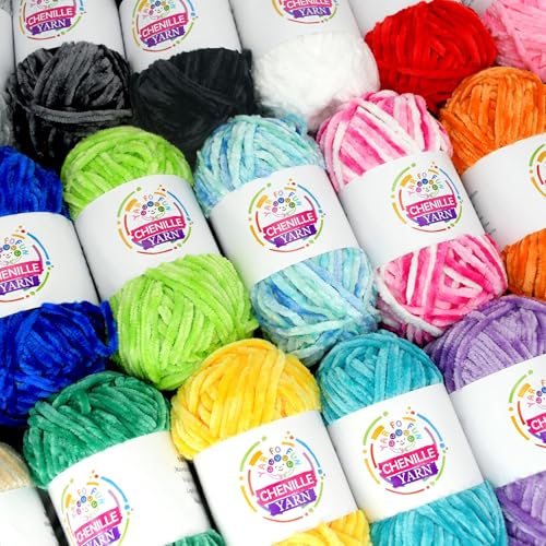 Image of 100g Velvet Chenille Yarn for Crocheting,Pink Gradient Fluffy Velvet Plush Thick Soft Chunky Chenille Baby Blanket Yarn for Crocheting Knitting Beginners（Pink Gradient）