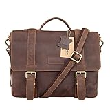 Woodpecker handgefertigte Tasche aus echtem Leder, geeignet für 14 Zoll Laptop/Notebook/Ultrabook. Abnehmbarer und verstellbarer Schultergurt mit einem doppelten stabilen Griff für lange Zeit bequemes Tragen.