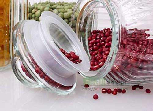 Image of S.K. SALES 350ml Glass Storage Jar Set of 3 | Round Transparent Airtight Containers with Lids | Multipurpose Kitchen Storage Jars for Spices, Snacks, Dry Fruits & Food Items