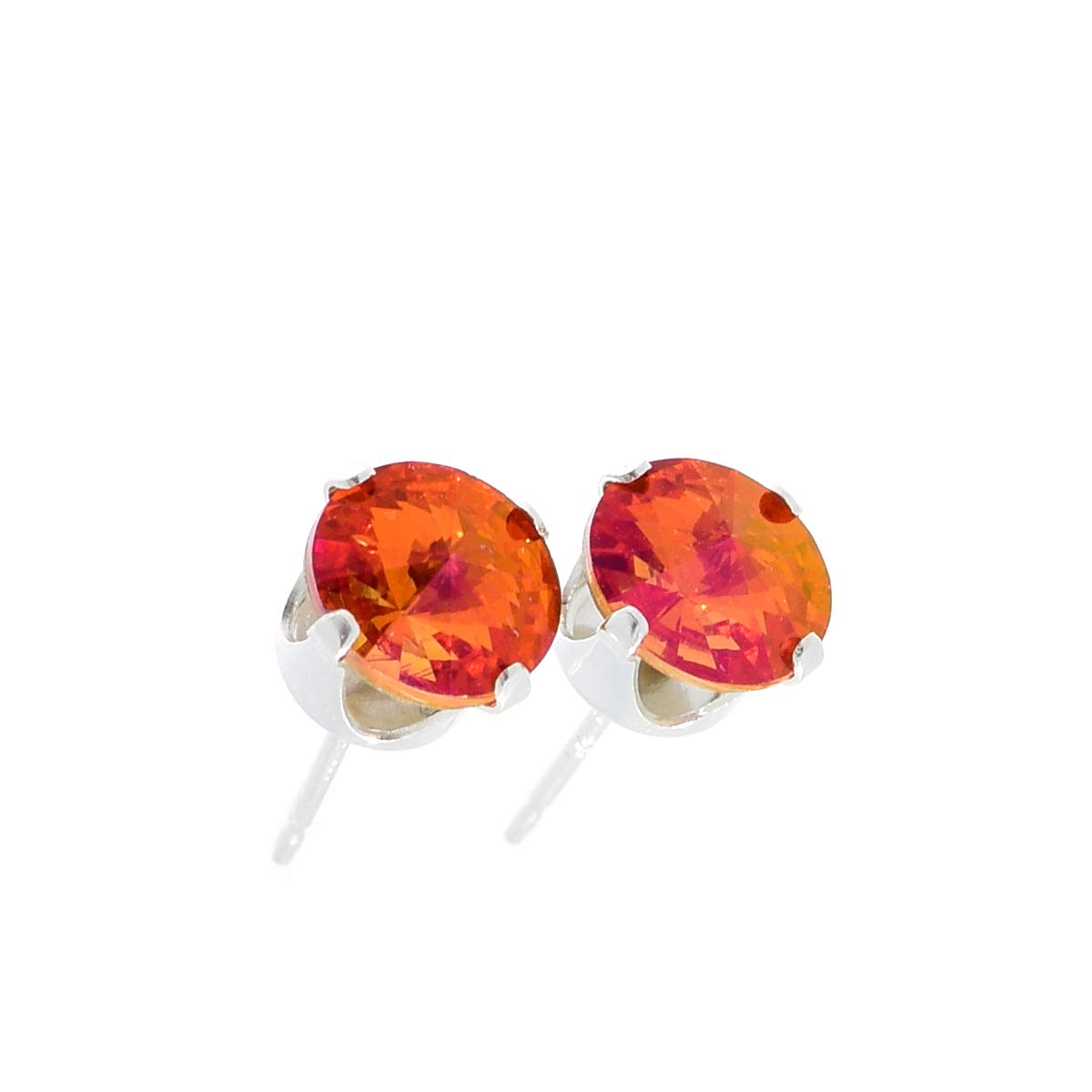 pewterhooterVintage Astral Pink Austrian Crystal Sterling Silver Stud Earrings for Women with Gift Box