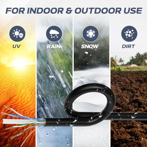 Cables Direct Online CAT6 1000ft Outdoor 23 AWG 550MHz Ethernet Cable UTP Copper Clad Aluminum Bulk Wire Solid Direct Burial UV
