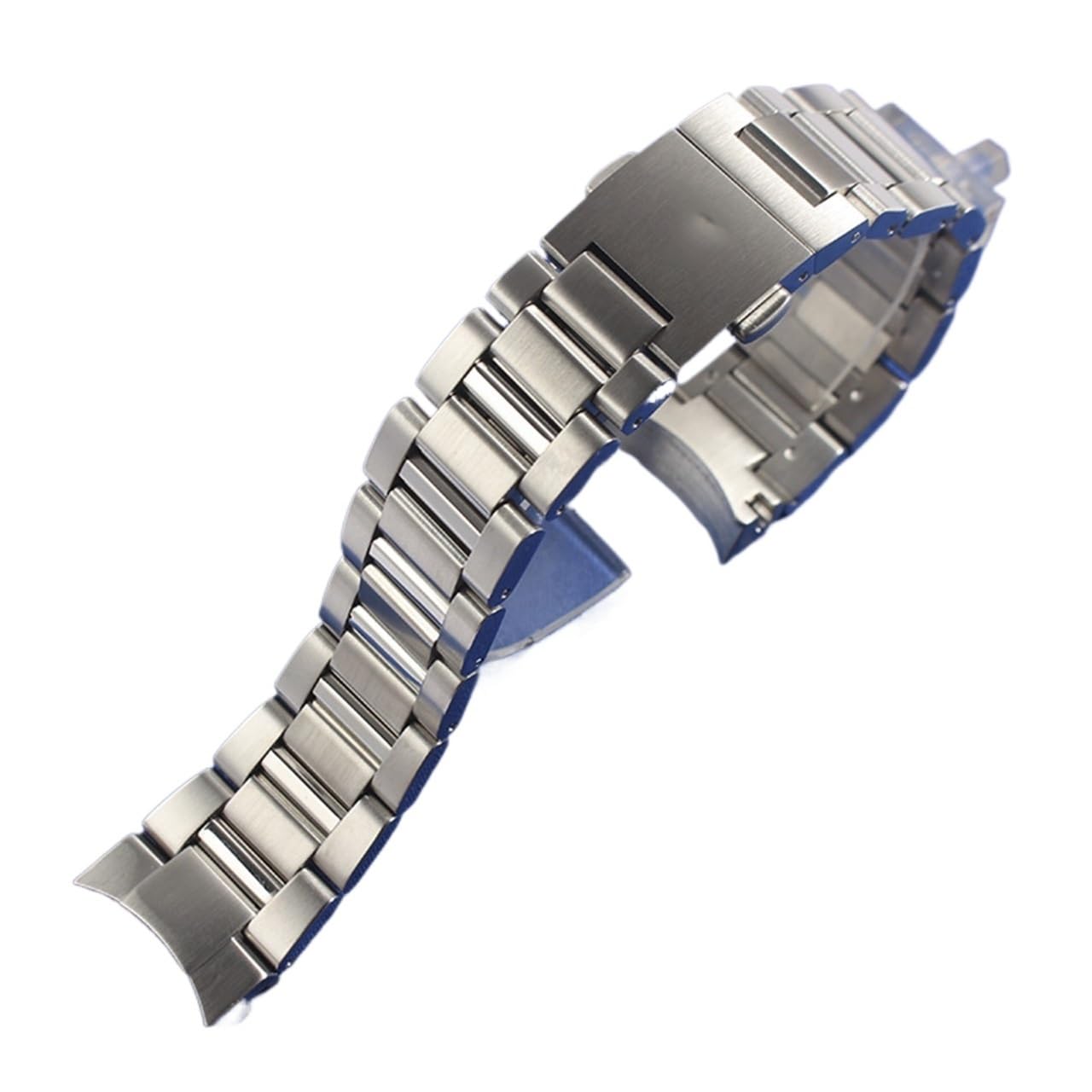 Generisch YGUKOJ nowy pasek do zegarka ze stali nierdzewnej 316L, 22 mm, srebrny, kompatybilny z zapięciem na szyld Heuer Carrera, zakrzywiony koniec bransolety