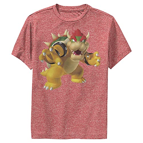 Nintendo Kid's Bowser Smash T-Shirt, Red Heather, Large - image 1