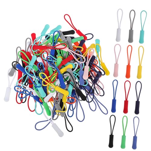 Angoily Zipper Pull Charm Set: 120pcs Colorful Zipper Extender for Luggage Coats and Jackets TPU Material