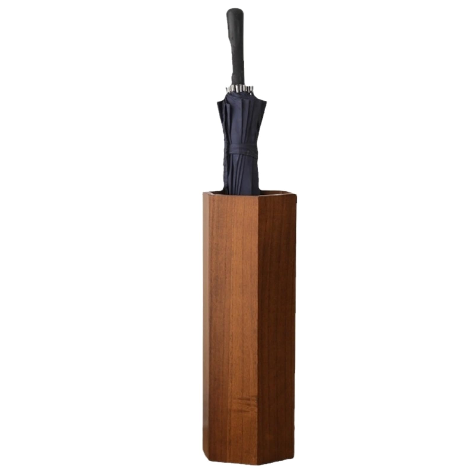 FCXWEVR Walnut Umbrella Stand for Hallway Solid Wood Holder with Drip Tray Freestanding Cane & Walking Stick Storage Rack for Home Office Indoor/Outdoor Use