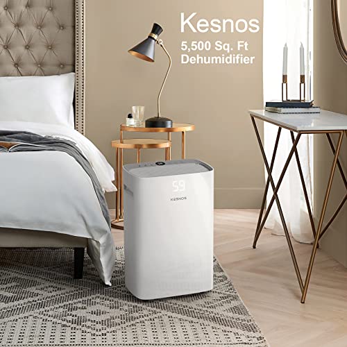 Kesnos 5500 Sq. Ft. Large Dehumidifier, 100 Pints Dehumidifiers With Drain Hose For Basements, Bedrooms, Bathrooms, Laundry Rooms - With Intelligent Control Panel, Front Display, 24 Hr Timer And 1.32 Gallon Water Tank #TOP1
