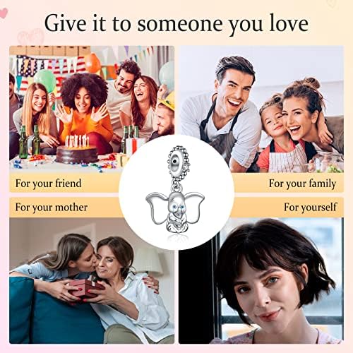 MGIUL Elephant Charms for Charms Bracelets, 925 Sterling Silver Cartoon Pendant Halloween Birthday Jewelry Gift for Girls