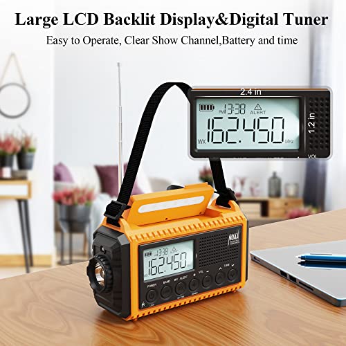 Emergency Radio,5000 Digital Weather Radio With Am/Fm/Noaa/Sw,Sos Survival Portable Radio,5 Way Powered Solar Hand Crank Radio With Usb Charger, Flashlight, Reading Lamp, Headphone Jack For Outdoor #TOP4
