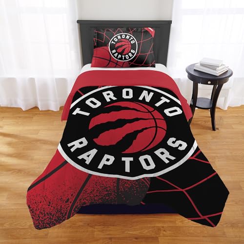 NORTHWEST Toronto Raptors Officially Licensed NBA Comforter Set – Full/Queen & Twin/Twin XL – Soft Bedding with Team Logo & Pillow Shams – Basketball Fan Bedroom Set, Twin/Twin XL