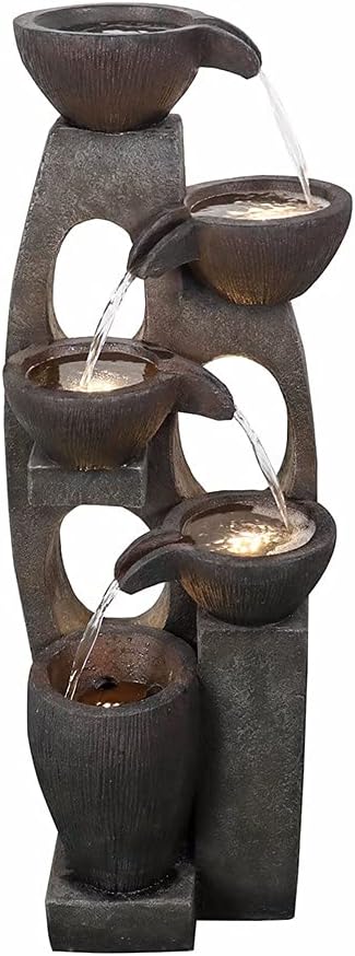 KKKKKK Indoor Fountain Accessories, Flowing Water Decoration, 39inches Modern Resin Floor-Standing Fountain with Warm LED Light : Home & Kitchen