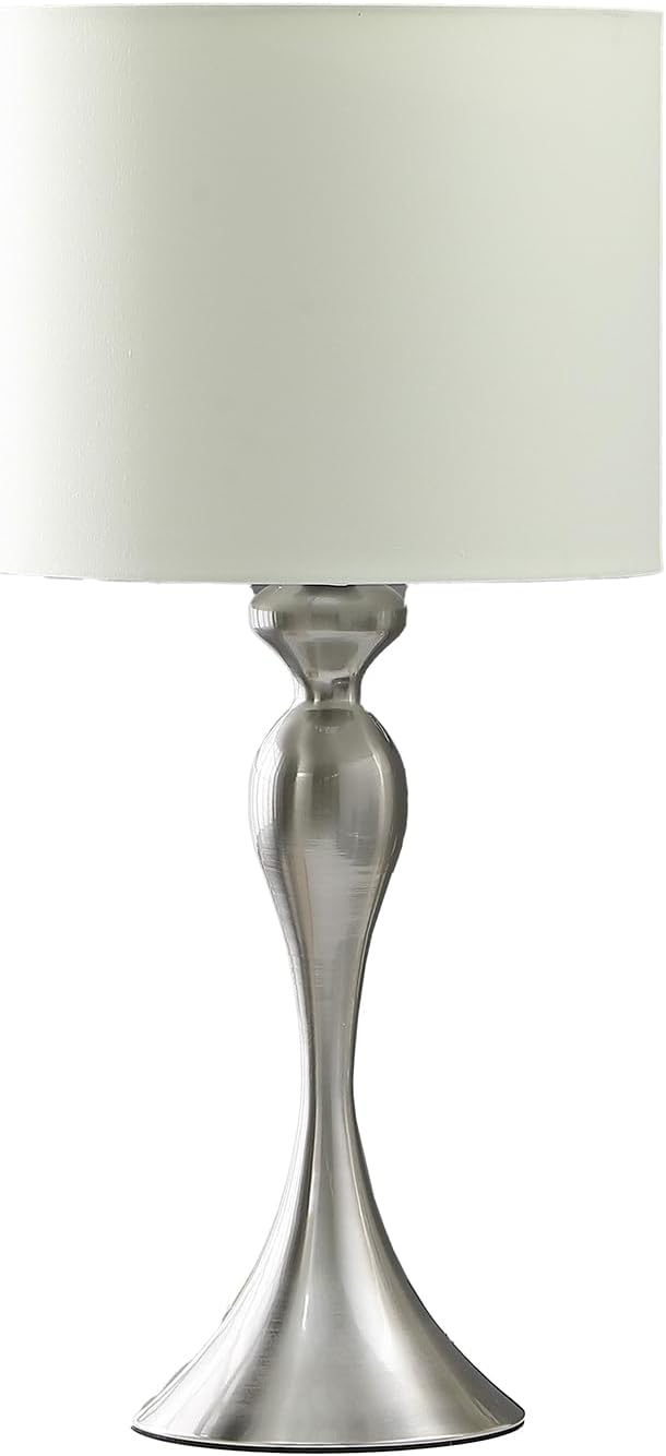 Ore International 24.5" in Bailey Brushed Silver Modern Candlestick Metal Table LAMP