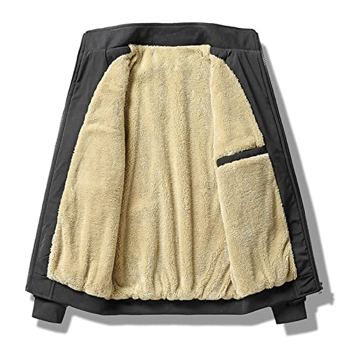 JEsilunmaMY Men's Warm Winter Thicken Sherpa Jacket Full Zip Stand Collar Fleece Lined Coat Casual Bomber Cotton Jacket2