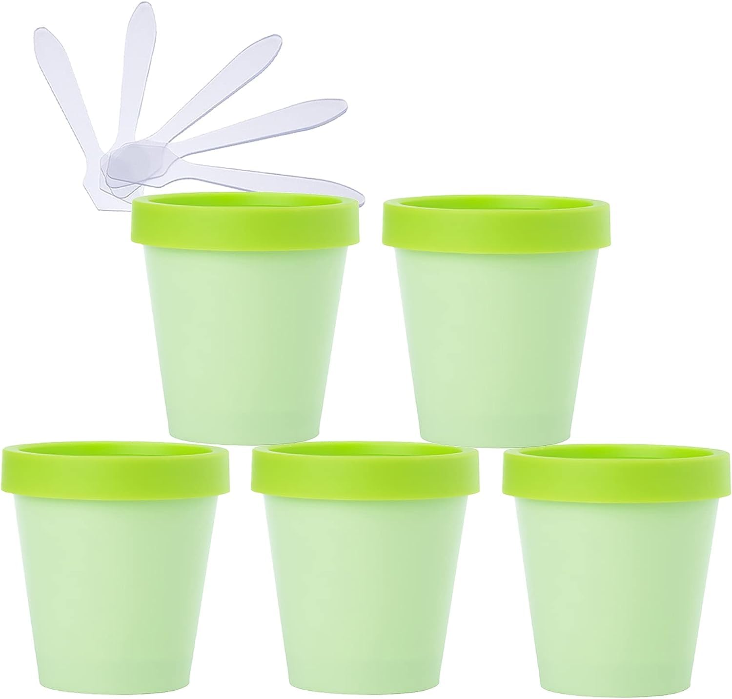 FLYIODFCXV cosmetic jar, 5 PC Plastic Storage Jars with Inner Liner for Body Hand Face Cream Lotion Gel 5X Spatula(Green,200ml)