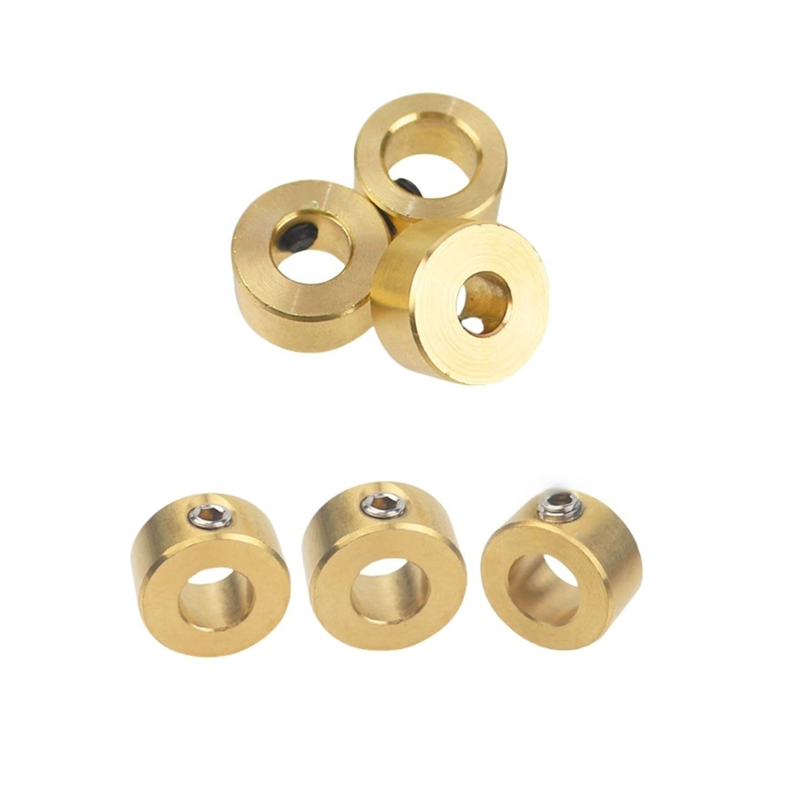 Llmwfa One Color Drill Stop Collar 6Pcs Brass Stop Collar, Split Ring Depth Collars Hex Wrench For 3Mm 4Mm 5Mm Drill Bits