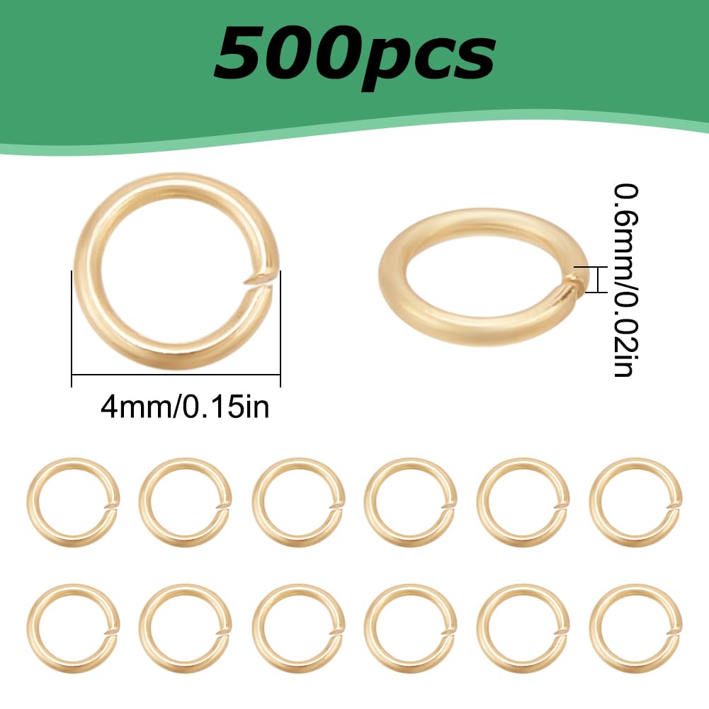 HOBBIESAY 500Pcs 18K Gold Plated Stainless Steel Open Jump Rings 4mm Jewellery Connector Ring O Rings Connectors Small Split Ring for Earring Necklace Bracelet Jewellery Keychain Making - Image 2