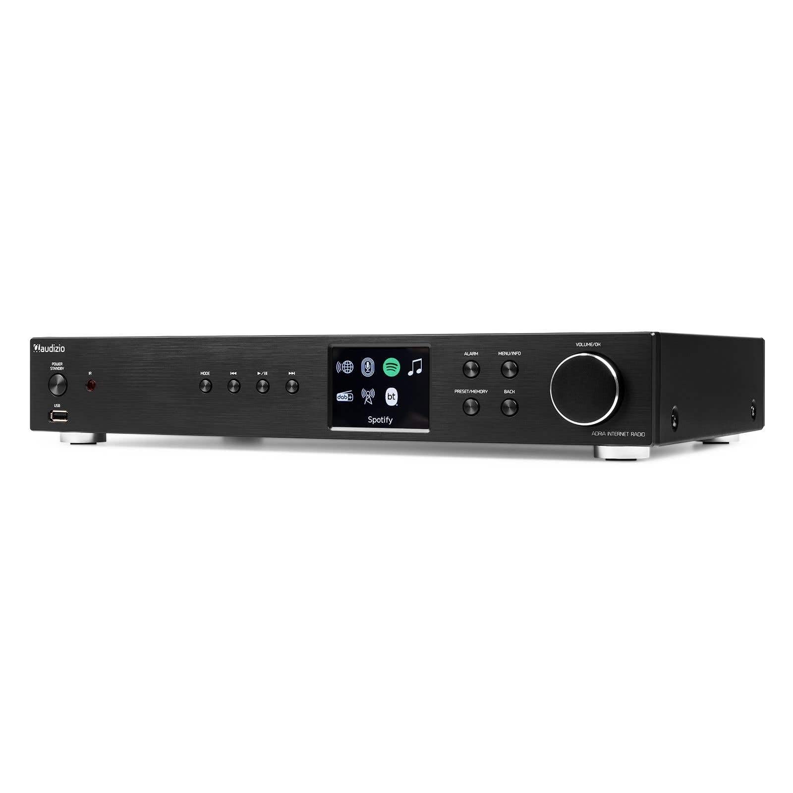 Audizio Adria - Internetradio WLAN Radio mit Bluetooth, DAB Tuner, Spotify Connect, HiFi-Tuner, Internet Radio, USB, AUX, RCA Out, Optical, Fernbedienung - Schwarz