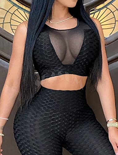 SEASUM Tank Top Sports Bras Textured Middle Impact Support Yoga Crop Tops Gym Workout Shirts4