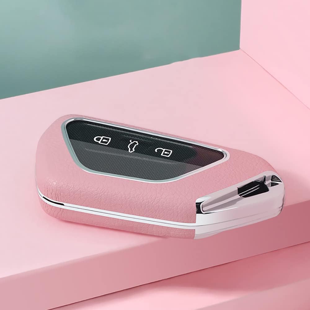 ontto Stylish Key Cover for VW Smart Remote Key Fob Case Leather Key Holder Protector