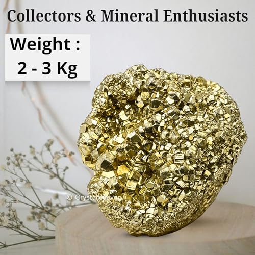 Image of Pyrite Stone Original Cluster Samples - High Energy Natural Iron Pyrite Stone Gold Rock Reiki Crystal Used for Increased Willpower and Manifestation (2 to 3 KG Pyrite)