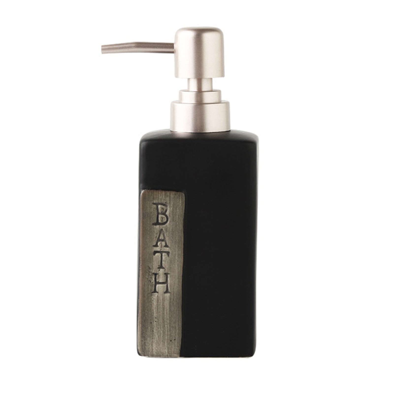 soap dispenser, Soap Dispenser,Ceramic Square Lotion, Hand, Refillable-Shampoo, Bathroom Vanity Countertop-black-380ml/13.4oz