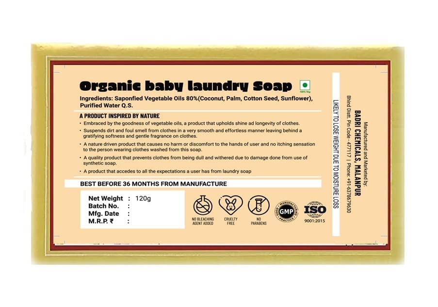 Image of Tickles (Pack of 4) Handmade Nirol Organic Unscented Washing Soap For Baby Clothes, Diaper, Accessories Mainly for Sensitive Skin 100% Chemical Free Natural Laundry Soap For Baby (480 gms)