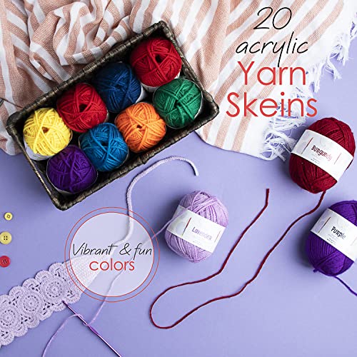 Image of Hearth & Harbor Crochet Kit with 1100 Yards Assorted Yarn Kit, 9 Ergonomic Hooks, Crocheting Instruction, Knitting & Crochet Supplies - Beginner Crochet Kits for Adults, Ideal for Amigurumi
