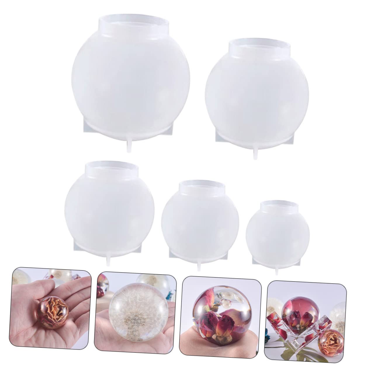 Homoyoyo 3 series Moldes De Cristal Epoxi Molde De Esfera Grande Molde De Silicona Para Joyería Molde De Fundición Molde Para Adornos Decoración Del Hogar Molde De Esfera 5 piezas*3