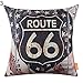 Oce180anYLV Housse de coussin décorative vintage carte américaine Route 66 en lin Taie d'oreiller Housse de coussin Canapé Lit Voiture Décor – 3