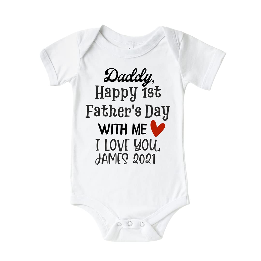 Salt and Light BoutiqueDaddy Happy First Fathers Day with me, Personalized First Father Day Gifts from Son, 1st Father's Day Gifts from Baby Girl, Cute Fathers Day Onesie, Baby Fathers Day Gifts Customized.