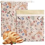 2 Pack Beeswax Bread Bags for Sourdough,Reusable Organic Linen Beeswax Bread Bag for Homemade Sourdough 17 x 12.6 Inches Food Storage Cloth Bag – Freezer-Friendly & Freshness Preservation