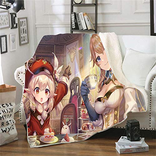 Zwyzspd Decken 59X51Inch Genshin Impact Anime Verdicktes Wollbett Decke Superweich Langlebige Doppeldecke Erwachsene Kinder Flauschiges Laken Quilts Cover