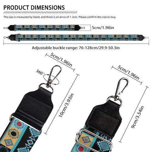 Image of GLENLCWE Aztec Geometry Purse Straps Replacement Boho Mandala Crossbody Adjustable Bag Strap for Purses, Wide Shoulder Strap for Women Guitar Purses