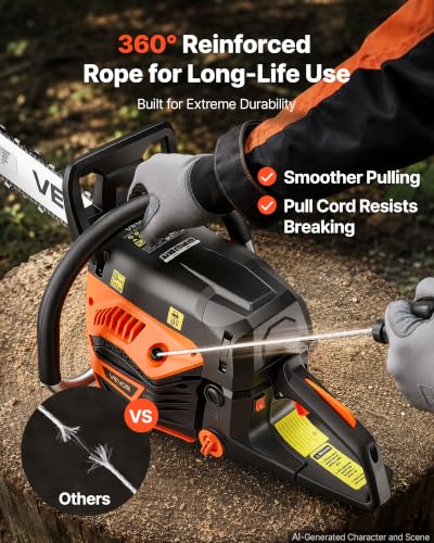 Image of VEVOR Gas Powered Chainsaw 16 Inch 40CC 1.75HP 2 Stroke Engine Gas Chainsaw | For Wood Cutting, Tree Trimming & Land Clearing, Throttle-Synced Choke, Power Chain Saw with Non-Slip Handle & Dual Tanks