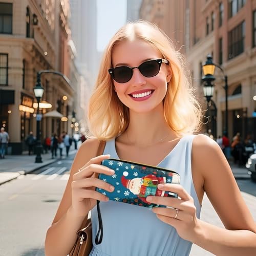 Image of Bulopur Santa Claus Wristlet Wallet for Women Christmas Slim Thin RFID Blocking Credit Card Wallets Long Bifold PU Leather Card Holder Organizer Clutch Billfold with Zipper Ladies Girls Gift
