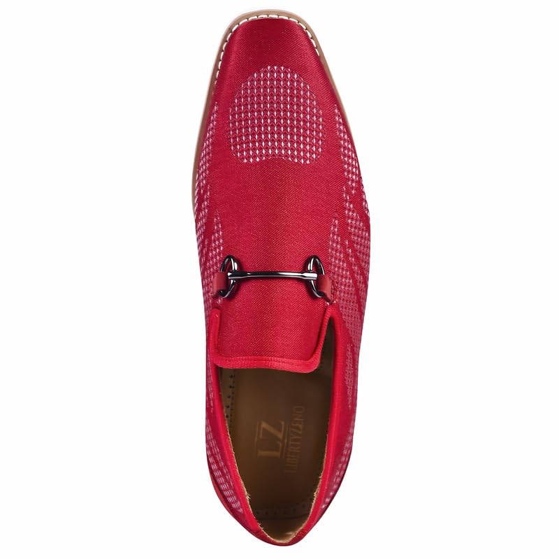 Image of LIBERTYZENO Mens Tuxedo Canvas Textile and Suede Leather Noble Loafers and Slip On Wedding Party Shoes for Easter Gift