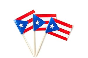 Pack of 100 Mini Puerto Rican Toothpick Flags for Small Toothpicks or Mini Cupcakes