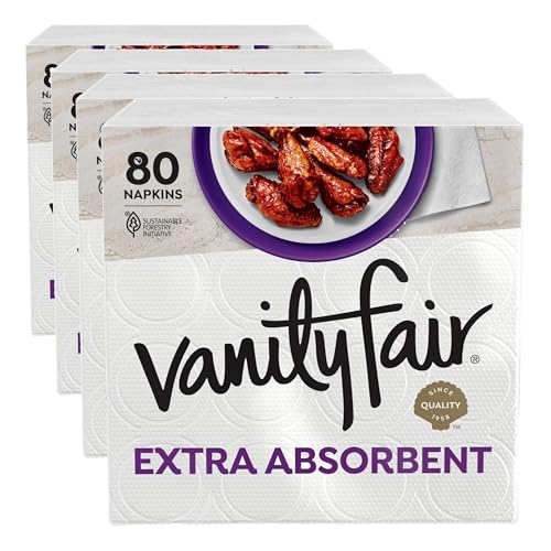 Vanity Fair Extra Absorbent Paper Napkins, 80 Count (Pack of 4)